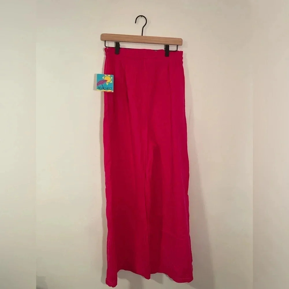 NWT Vintage! 80s / 90s Sears "Beached" Pink Wide Leg Cotton Pants, Med Throwback - Picture 5 of 7